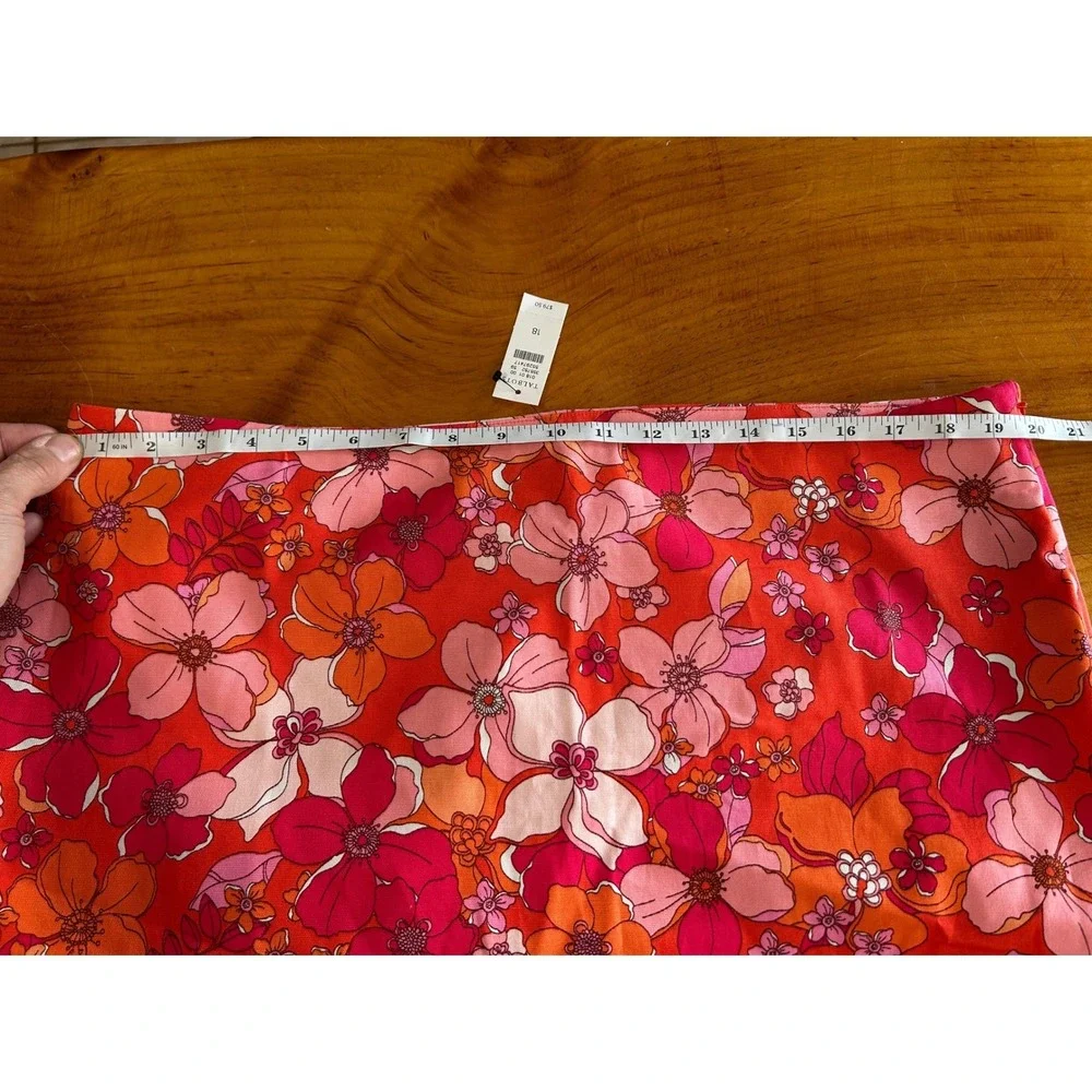 Talbots NWT Floral Pencil Skirt Womens‎ 18 Pink Orange Mod Retro Stretch Mini